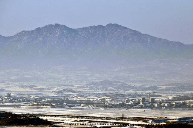 Dec. 13, 2013 - Paju, South Korea - Aerial view of the Kaesong industrial area of North Korea as seen at the Dora Observation Post from the Demilitarized Zone December 13, 2013 in Paju, South Korea. Paju South Korea - ZUMAp138