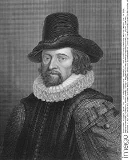 Stahlstich, ca. 1860, Francis Bacon oder Baron Baco von Verulam, 1561 bis 1626, englischer Philosoph, Staatsmann, Wissenschaftler Copyright: imageBROKER Heinz-DieterxFalkenstein iblhdf04233587.jpg