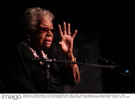 Feb 22, 2013 - Newark, Delaware, U.S. - American author and poet, Dr. MAYA ANGELOU addresses the audience at the Bob Carpenter Center in Newark Delaware. - ZUMAs12
