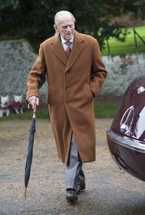 . 25 12 2015. Sandringham, United Kingdom. The Duke of Edinburgh leaving the Christmas Day church service at Sandringham, United Kingdom.  xStephenxLockx xi-Imagesx IIM-11624-0047