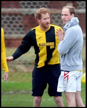 . 24 12 2015. Castle Rising, United Kingdom. Prince William and Prince Harry playing football on Christmas Eve in Castle Rising, Norfolk.  xAndrewxParsonsx xi-Imagesx IIM-11620-0088