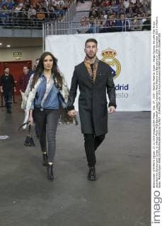Dec. 27, 2015 - Madrid, Madrid, Spain - Sergio Ramos, his wife Pilar Rubio attended the Barclaycard Center to witness Party ACB Basketball League between Real Madrid and Barcelona on 27th December 2015 in Madrid, Spain. Madrid Spain  - ZUMAn230