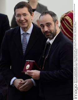 Nov. 29, 2013 - Rome, Italy- NICCOLO AMMANITI receives the award from the Rome city major IGNAZIO MARINO during the Vittorio De Sica Prizes 201 at Esedra di Marco Aurelio , Campidoglio in Rome. - ZUMAi15