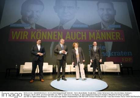 Hans Ulrich Rülke, Nicola Beer, Volker Wissmann DEU, Deutschland, Stuttgart, Stuttgart, 06.01.2016: Dreikoenigstreffen der FDP im Opernhaus Stuttgart. Â