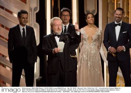 Jan 10, 2016 - Beverly Hills, California, U.S. - Accepting the Golden Globe for BEST MOTION PICTURE â COMEDY OR MUSICAL for The Martian is Ridley Scott at the 73rd Annual Golden Globe Awards at the Beverly Hilton. Beverly Hills U.S. - ZUMAz03_