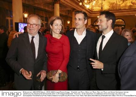 Friedrich von Thun, Gioia von Thun, Max von Thun und Simon Verhoeven bei der Verleihung des Bayerischen Filmpreises 2015 im Prinzregententheater. München, 15.01.2016 Foto:xS.xGabschx xFuturexImage