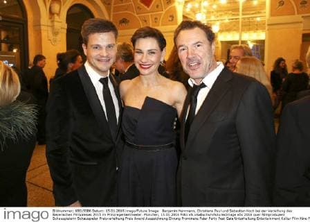 Benjamin Herrmann, Christiane Paul und Sebastian Koch bei der Verleihung des Bayerischen Filmpreises 2015 im Prinzregententheater. München, 15.01.2016 Foto:xS.xGabschx xFuturexImage