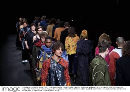 Models display creations of Vivienne Westwood men s Fall-Winter 2016-2017 collection during Milan Fashion Week in Milan, Italy, on Jan. 17, 2016. ) ITALY-MILAN-FASHION WEEK-VIVIENNE WESTWOOD JinxYu 