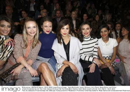 Janin Reinhardt, Jessica Schwarz, Aylin Tezel, Nazan Eckes und Collien Ulmen-Fernandes bei der Marc Cain Fashion Show auf der Mercedes-Benz Fashion Week Berlin Autumn Winter 2016. Berlin, 19.01.2016 Foto:xS.xGabschx xFuturexImage