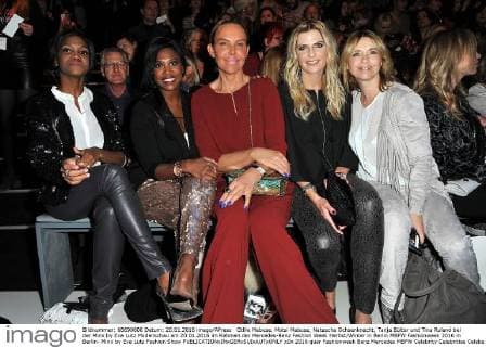 Otlile Mabuse, Motsi Mabuse, Natascha Ochsenknecht, Tanja Bülter und Tina Ruland bei der Minx by Eva Lutz Modenschau am 20.01.2016 im Rahmen der Mercedes-Benz Fashion Week Herbst Winter in Berlin MBFW Fashionweek 2016 in Berlin- Minx by Eva Lutz Fashion Show 