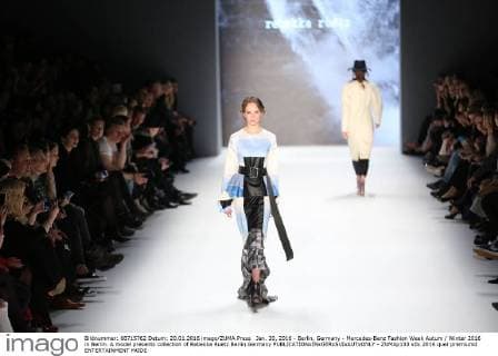 Jan. 20, 2016 - Berlin, Germany - Mercedes-Benz Fashion Week Autum Winter 2016 in Berlin. A model presents collection of Rebekka Ruetz Berlin Germany - ZUMAp133