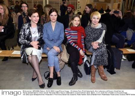 Christiane Paul, Fritzi Haberlandt, Aino Laberenz und Susann Atwell bei der Perret Schaad Fashion Show auf der Mercedes-Benz Fashion Week Berlin Autumn Winter 2016. Berlin, 21.01.2016 Foto:xFredericx xFuturexImage