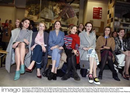 Nadine Warmuth, Anna Maria Mühe, Fritzi Haberlandt, Aino Laberenz, Julia Malik, Eva Padberg und Christiane Paul bei der Perret Schaad Fashion Show auf der Mercedes-Benz Fashion Week Berlin Autumn Winter 2016. Berlin, 21.01.2016 Foto:xFredericx xFuturexImage
