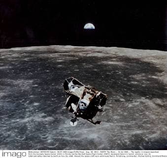 Aug. 26, 2012 - EARTH The Moon -- 21 Jul 1969 -- The Apollo 11 mission launched from the Kennedy Space Center (KSC) in Florida via the Marshall Space Flight Center (MSFC) developed Saturn V launch vehicle on July 16, 1969 and safely returned to Earth on July 24, 1969. Aboard the space craft were astronauts Neil A. Armstrong, commander; Michael Collins, Command Module (CM) pilot; and Edwin E. (Buzz) Aldrin Jr., Lunar Module (LM) pilot. With the success of Apollo 11, the national objective to land men on the Moon and return them safely to Earth had been accomplished. After 21vö2 hours of surface exploration, astronauts Neil Armstrong and Edwin Aldrin returned to the LM viEaglevÃ¬ for rest, eating, and checkout of the vehicle in preparation for liftoff. The LM was a two part spacecraft. Its lower or descent stage had the landing gear, engines, and fuel needed for the landing. When the LM - ZUMAz03_