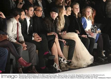 Massimo Sinato, Umut Kekilli, Natascha Ochsenknecht, Jimi Blue Ochsenknecht, Cheyenne Savannah Ochsenknecht und Wilson Gonzalez Ochsenknecht mit Freundin Lorraine bei der Baldessarini Fashion Show auf der Mercedes-Benz Fashion Week Berlin Autumn Winter 2016. Berlin, 21.01.2016 Foto:xS.xGabschx xFuturexImage