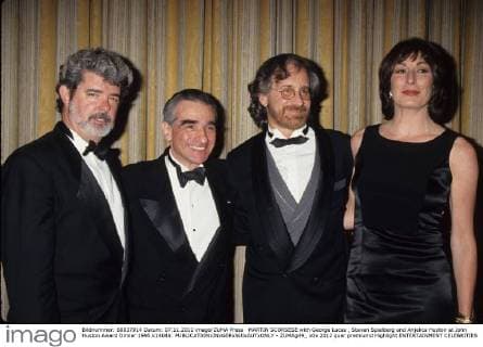 MARTIN SCORSESE with George Lucas , Steven Spielberg and Anjelica Huston at John Huston Award Dinner 1995.k1404lr. - ZUMAg49_