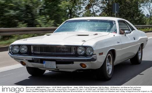 Koeln 1970, Dodge Challenger 340 Six-Pack, US Klassiker und Muscle Cars auf einer Tour durch NRW begleitet. Copyright: Horn xEibner-Pressefoto EP_bhorn
