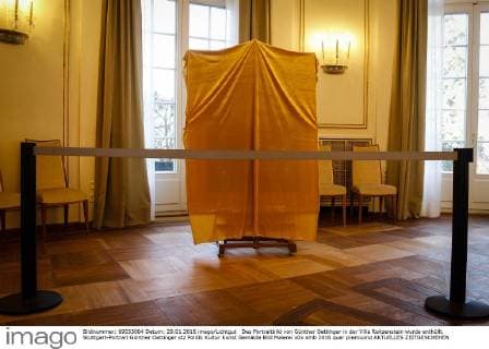 Das Portraitbild von Günther Oettinger in der Villa Reitzenstein wurde enthüllt. Stuttgart-Portrait Günther Oettinger stz