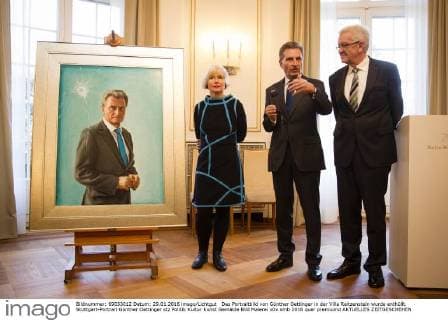 Das Portraitbild von Günther Oettinger in der Villa Reitzenstein wurde enthüllt. Stuttgart-Portrait Günther Oettinger stz
