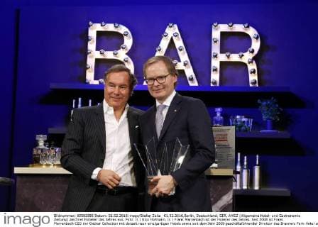 01.02.2016,Berlin, Deutschland, GER, AHGZ (Allgemeine Hotel- und Gastronomie Zeitung) zeichnet Hotelier des Jahres aus. Foto: (l.) Nico Hofmann, (r.) Frank Marrenbach ist der Hotelier des Jahres. Seit 2008 ist Frank Marrenbach CEO der Oetker Collection mit derzeit neun einzigartigen Hotels sowie seit dem Jahr 2000 geschäftsführender Direktor des Brenners Park-Hotel und Spa in Baden-Baden.