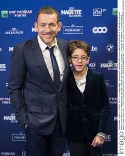 French actor Dany Boon and his son seen at the photocall at the arrivals at the sixth edition of the Magritte du Cinema awards ceremony, Saturday 06 February 2016, in Brussels. The awards are rewarded to movies of Belgian French-speaking producers.  LAURIExDIEFFEMBACQ 04788983