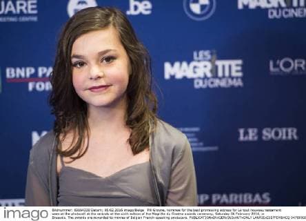Pili Groyne, nominee for the best promissing actress for Le tout nouveau testament seen at the photocall at the arrivals at the sixth edition of the Magritte du Cinema awards ceremony, Saturday 06 February 2016, in Brussels. The awards are rewarded to movies of Belgian French-speaking producers.  LAURIExDIEFFEMBACQ 04789008
