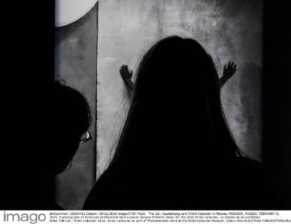The Cal: Ausstellung zum Pirelli Kalender in Moskau MOSCOW, RUSSIA. FEBRUARY 9, 2016. A photograph of American professional tennis player Serena Williams taken for the 2016 Pirelli Calendar, on display at an exhibition titled THE CAL: Pirelli Calendar 2016. Annie Leibovitz as part of Photobiennale 2016 at the Multimedia Art Museum. Valery Sharifulin TASS  TS016E1C