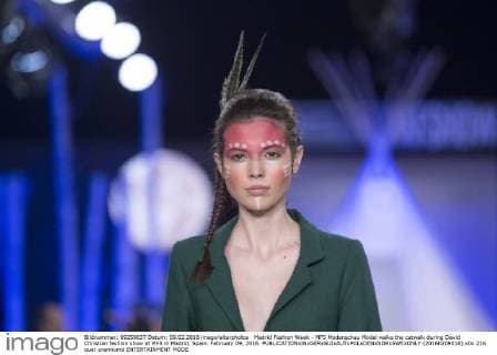 Madrid Fashion Week - MFS Modenschau Model walks the catwalk during David Christian fashion show at MFS in Madrid, Spain. February 09, 2016.  (20160209018)