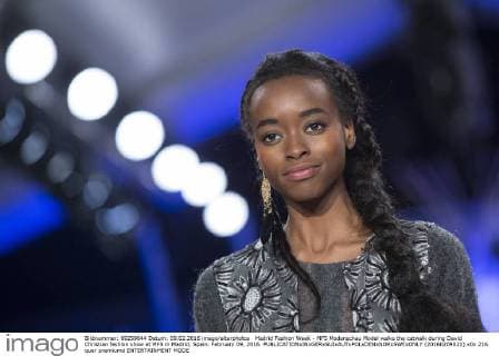 Madrid Fashion Week - MFS Modenschau Model walks the catwalk during David Christian fashion show at MFS in Madrid, Spain. February 09, 2016.  (20160209021)