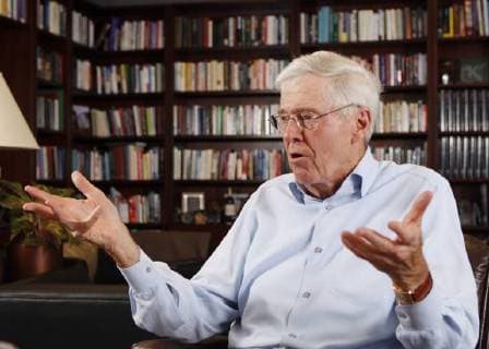 May 22, 2012 - Wichita, KS, USA - Charles Koch, 76, speaks during an interview, May 22, 2012, in his office at Koch Industries in Wichita, Kansas, where Koch Industries manages 60,000 employees in 60 countries. - ZUMAm67_