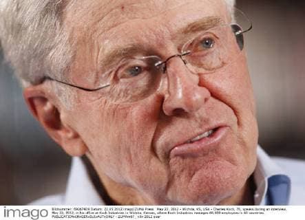 May 22, 2012 - Wichita, KS, USA - Charles Koch, 76, speaks during an interview, May 22, 2012, in his office at Koch Industries in Wichita, Kansas, where Koch Industries manages 60,000 employees in 60 countries. - ZUMAm67_