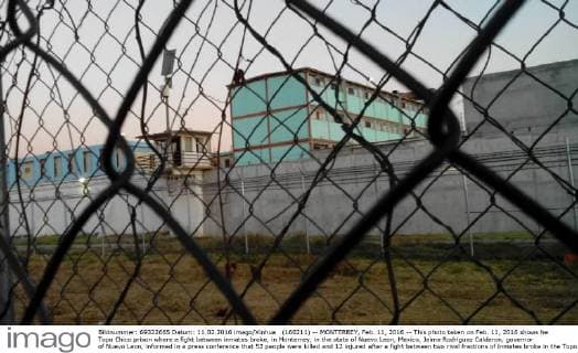 (160211) -- MONTERREY, Feb. 11, 2016 -- This photo taken on Feb. 11, 2016 shows he Topo Chico prison where a fight between inmates broke, in Monterrey, in the state of Nuevo Leon, Mexico, Jaime Rodriguez Calderon, governor of Nuevo Leon, informed in a press conference that 52 people were killed and 12 injured after a fight between two rival fractions of inmates broke in the Topo Chico prison. Str) (ce) MEXICO-MONTERREY-SECURITY-PRISON e STR 