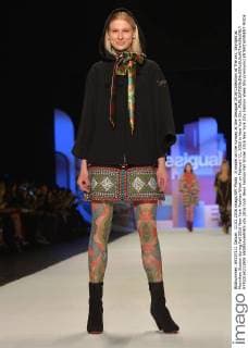 A model on the runway at the Desigual 2016 Collection at The Arc, Skylight at Moynihan Station during Fall 2016 New York Fashion Week on February 11, 2016 in New York City.  NYP20160211808 ANDREAxHANKS