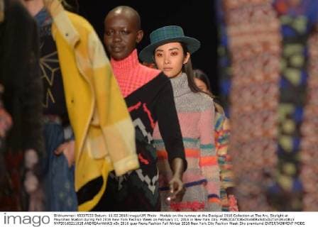 Models on the runway at the Desigual 2016 Collection at The Arc, Skylight at Moynihan Station during Fall 2016 New York Fashion Week on February 11, 2016 in New York City.  NYP20160211818 ANDREAxHANKS