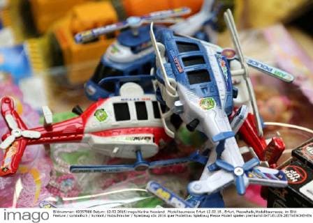 Modellbaumesse Erfurt 12.02.16 , Erfurt, Messehalle,Modellbaumesse, im Bild: Feature symbolisch Symbol Hubschrauber Spielzeug
