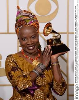 Singer songwriter Angelique Kidjo, winner of the award for Best World Music Album for Sings, appears backstage during the 58th annual Grammy Awards held at Staples Center in Los Angeles on February 15, 2016.  LAP20160215805 PHILxMCCARTEN
