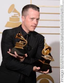 Singer songwriter Jason Isbell, winner of Best American Album for Something More Than Free and Best American Roots Song for 24 Frames, appears backstage during the 58th annual Grammy Awards held at Staples Center in Los Angeles on February 15, 2016.  LAP20160215842 PHILxMCCARTEN