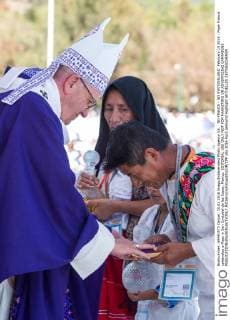 NO FRANCE - NO SWITZERLAND: February 15 2016 : Pope Francis celebrates a Mass in San Cristobal de las Casas, Mexico. EDITORIAL USE ONLY NOT FOR MARKETING OR ADVERTISING CAMPAIGNS  Â©ServizioFotograficoOR CPP