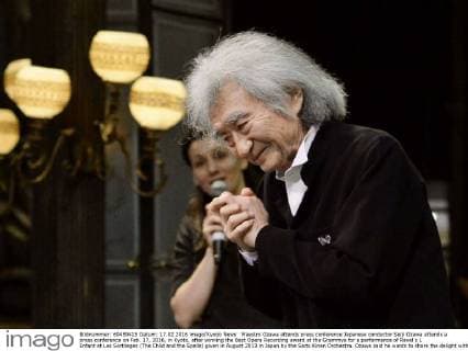 Maestro Ozawa attends press conference Japanese conductor Seiji Ozawa attends a press conference on Feb. 17, 2016, in Kyoto, after winning the Best Opera Recording award at the Grammys for a performance of Ravel s L Enfant et Les Sortileges (The Child and the Spells) given in August 2013 in Japan by the Saito Kinen Orchestra. Ozawa said he wants to share the delight with the orchestra members. 