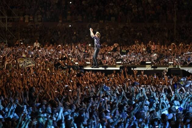 (160217) -- MONTEVIDEO, Feb. 16, 2016 -- Vocalist of British band The Rolling Stones Mick Jagger performs during a concert in Montevideo, capital of Uruguay, on Feb. 16, 2016. According to local press, The Rolling Stones played for the first time in Uruguay as part of the America Latina Ole Tour 2016 . ) URUGUAY-MONTEVIDEO-MUSIC-THE ROLLING STONES NicolasxCelaya 
