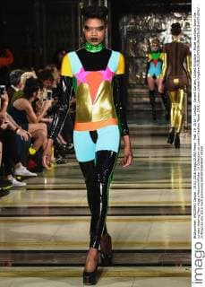 Feb. 19, 2016 - London, Covent Garden, United Kingdom - Model saunters down the runway wearing Pam Hogg s Autumn Winter 16 Collection at London Fashion Week 2016. London United Kingdom - ZUMAp133