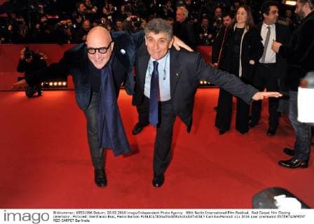 66th Berlin International Film Festival. Red Carpet film Closing ceremony . Pictured: Gianfranco Rosi, Pietro Bartolo  CamillaxMorandi
