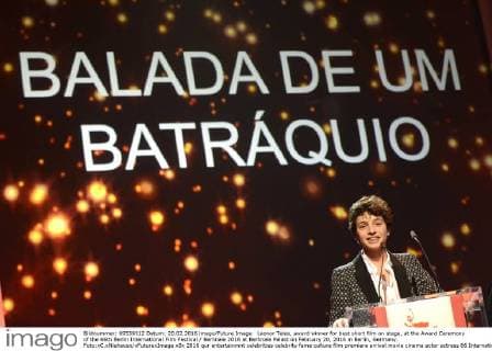 Leonor Teles, award winner for best short film on stage, at the Award Ceremony of the 66th Berlin International Film Festival Berlinale 2016 at Berlinale Palast on February 20, 2016 in Berlin, Germany. Foto:xC.xNiehausx xFuturexImage