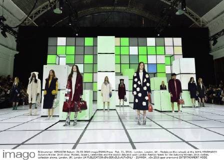 Feb. 21, 2016 - London, London, UK - Models on the catwalk at the ANYA HINDMARCH Autumn Winter 2016 show. Models, buyers, celebrities and the stylish descend upon London Fashion Week for the Autumn Winters 2016 clothes collection shows. London, UK. London UK  - ZUMAl94_