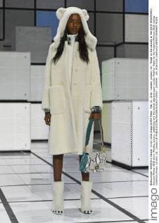 Feb. 21, 2016 - London, London, UK - Model on the catwalk at the ANYA HINDMARCH Autumn Winter 2016 show. Models, buyers, celebrities and the stylish descend upon London Fashion Week for the Autumn Winters 2016 clothes collection shows. London, UK. London UK  - ZUMAl94_