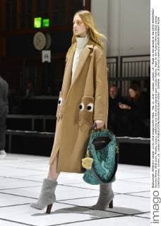 Feb. 21, 2016 - London, London, UK - Model on the catwalk at the ANYA HINDMARCH Autumn Winter 2016 show. Models, buyers, celebrities and the stylish descend upon London Fashion Week for the Autumn Winters 2016 clothes collection shows. London, UK. London UK  - ZUMAl94_