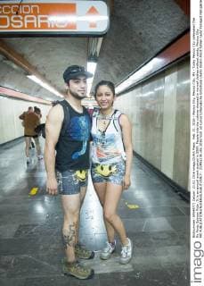 Feb. 21, 2016 - Mexico City, Mexico City, MX - Today Mexico City celebrated The No Pants Subway Ride . It is an annual event started in 2009. People ride the subway dressed in normal clothes without pants. Mexico City MX - ZUMAa136
