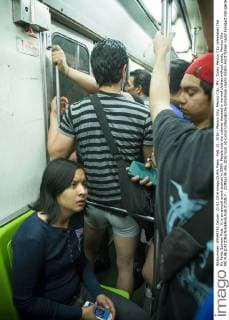 Feb. 21, 2016 - Mexico City, Mexico City, MX - Today Mexico City celebrated The No Pants Subway Ride . It is an annual event started in 2009. People ride the subway dressed in normal clothes without pants. Mexico City MX - ZUMAa136