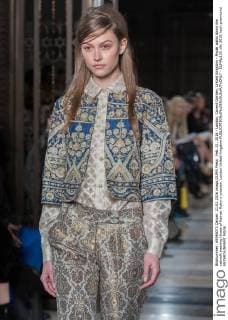 Feb. 21, 2016 - London, Covent Garden, United Kingdom - Model walks down the catwalk wearing House of Kamair Rokni s creation. London United Kingdom - ZUMAp133