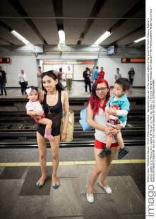 Residents take part in the seventh edition of the event No Pants Subway Ride at a subway platform in Mexico City, capital of Mexico, on Feb. 21, 2016. ) (vf) (ah) MEXICO-MEXICO CITY-SOCIETY-NO PANTS SUBWAY RIDE PedroxMera 